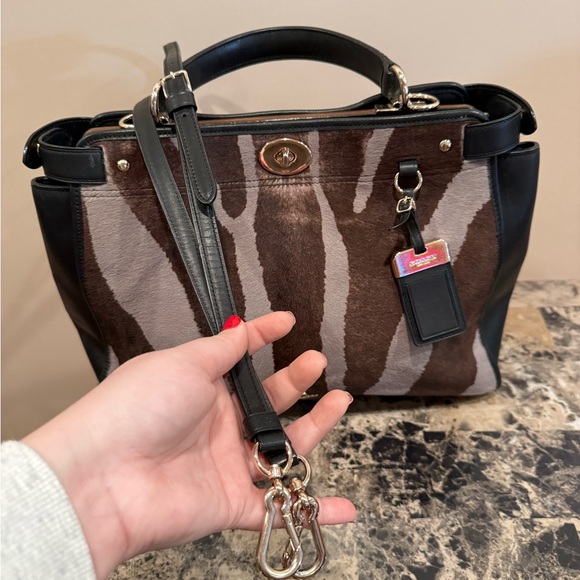 Coach Gramercy Satchel in Zebra-Print Haircalf - Picture 16 of 16